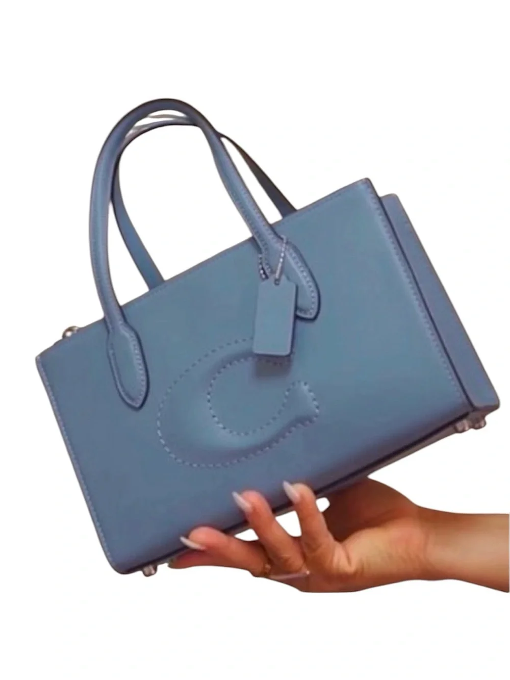 Coach Blue Leather Satchel with Stitched 'C'